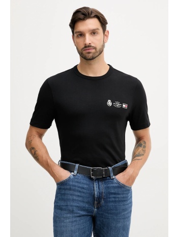 βαμβακερό μπλουζάκι tommy hilfiger ανδρικό, χρώμα μαύρο