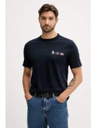 βαμβακερό μπλουζάκι tommy hilfiger ανδρικό, χρώμα: ναυτικό μπλε, mw0mw40011 100% βαμβάκι