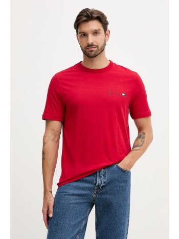 βαμβακερό μπλουζάκι tommy hilfiger ανδρικό, χρώμα κόκκινο