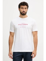 βαμβακερό μπλουζάκι tommy hilfiger ανδρικό, χρώμα: άσπρο, mw0mw40002 100% βαμβάκι