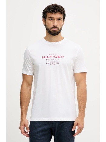 βαμβακερό μπλουζάκι tommy hilfiger ανδρικό, χρώμα άσπρο