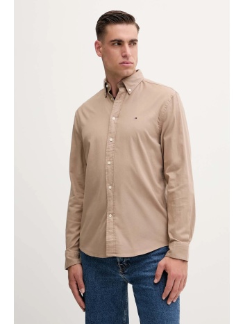πουκάμισο tommy hilfiger χρώμα καφέ, mw0mw40469 98%