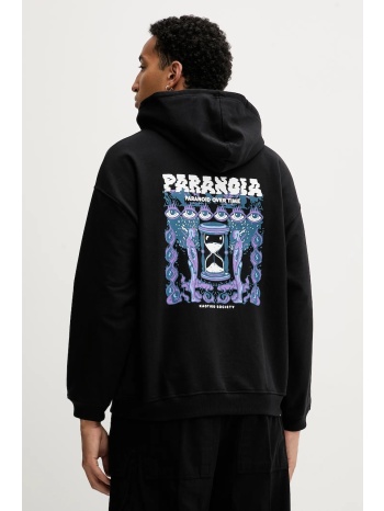 βαμβακερή μπλούζα kaotiko χρώμα μαύρο, με κουκούλα