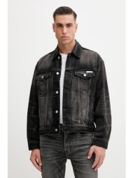 τζιν μπουφάν calvin klein jeans χρώμα: μαύρο, lv04rd707g 100% βαμβάκι