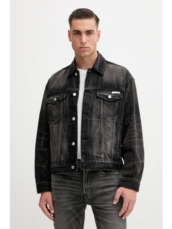 τζιν μπουφάν calvin klein jeans χρώμα μαύρο, lv04rd707g