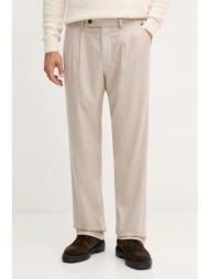 παντελόνι με προσθήκη μαλλιού tommy hilfiger χρώμα: μπεζ, mw0mw41341 κύριο υλικό: 55% μαλλί, 28% βισ