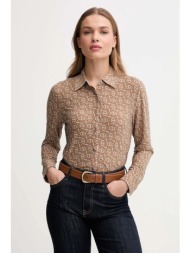 πουκάμισο lauren ralph lauren χρώμα: μπεζ, 200980178 95% ανακυκλωμένος πολυεστέρας, 5% ελαστάν