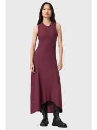 φόρεμα allsaints gia χρώμα: μπορντό, w073dd 98% οργανικό βαμβάκι, 2% ελαστάν