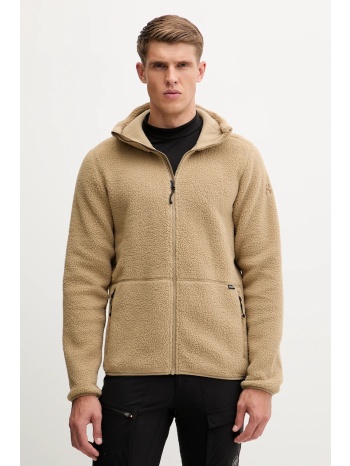 φλις μπουφάν haglöfs funäs χρώμα πράσινο, με κουκούλα