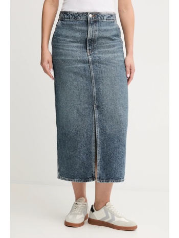 τζιν φούστα calvin klein jeans χρώμα μπλε, lv047d724g 100%