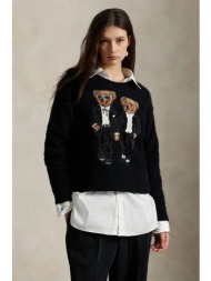 πουλόβερ με προσθήκη μαλλιού polo ralph lauren χρώμα: μαύρο, 211978619 42% μαλλί, 38% αιγοκάμηλος, 2