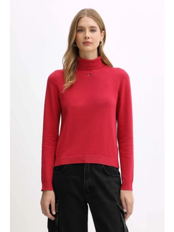 βαμβακερό πουλόβερ tommy jeans χρώμα ροζ, dw0dw21672 100%