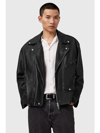 δερμάτινο μπουφάν allsaints bradford χρώμα μαύρο, m005ld