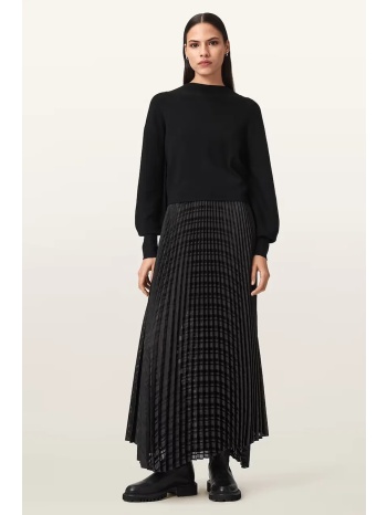 φόρεμα allsaints sinead χρώμα μαύρο, w064dd 72% βισκόζη