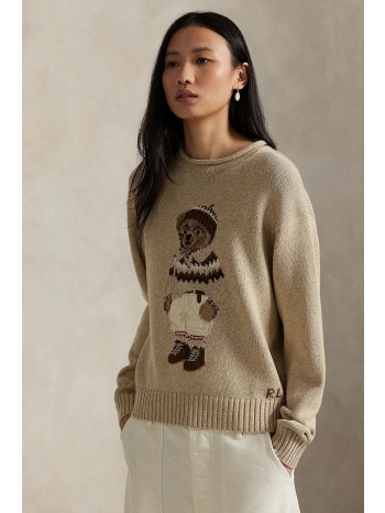 πουλόβερ με προσθήκη μαλλιού polo ralph lauren χρώμα μπεζ