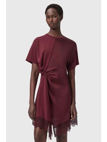 φόρεμα allsaints lana χρώμα κόκκινο, w097dd δαντέλα 81%