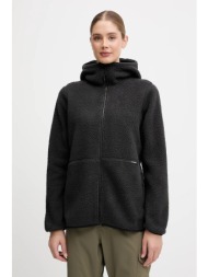 φλις μπουφάν haglöfs funäs χρώμα: μαύρο, με κουκούλα, 607818 100% πολυεστέρας