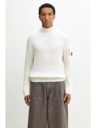 πουλόβερ με προσθήκη μαλλιού c.p. company χρώμα: μπεζ, 19cmkn220a006595a 55% παρθένο μαλλί, 45% πολυ