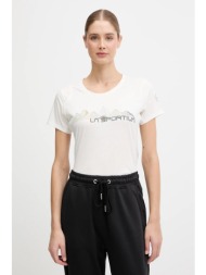 βαμβακερό μπλουζάκι la sportiva peaks χρώμα: μπεζ, zact082 100% βαμβάκι