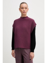 γιλέκο με προσθήκη μαλλιού united colors of benetton χρώμα: μοβ, 1244d10ef 80% μαλλί, 20% πολυαμίδιο