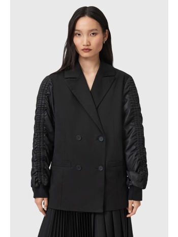 σακάκι allsaints lorna χρώμα μαύρο, w009od κύριο υλικό