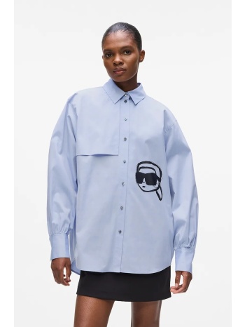 πουκάμισο karl lagerfeld χρώμα μπλε, a4w11025 100% βαμβάκι