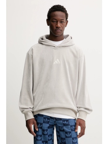 μπλούζα adidas all szn luxe χρώμα μπεζ, με κουκούλα