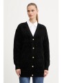 πλεκτή ζακέτα marciano guess adele χρώμα: μαύρο, 5bgr04 5661z 81% πολυεστέρας, 19% βισκόζη