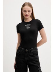 μπλουζάκι tommy jeans χρώμα: μαύρο, dw0dw21584 95% βαμβάκι, 5% ελαστάν