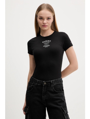 μπλουζάκι tommy jeans χρώμα μαύρο, dw0dw21584 95% βαμβάκι
