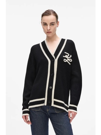 ζακέτα με προσθήκη μαλλιού karl lagerfeld χρώμα μαύρο