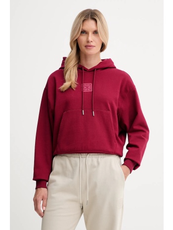 μπλούζα calvin klein χρώμα μπορντό, με κουκούλα