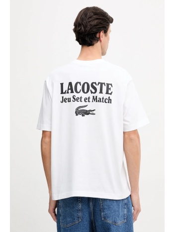 βαμβακερό μπλουζάκι lacoste ανδρικό, χρώμα άσπρο, th5950