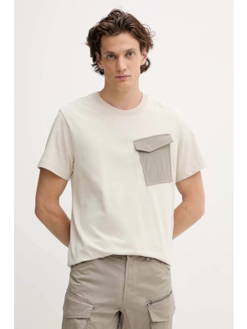 βαμβακερό μπλουζάκι g-star ανδρικό, χρώμα μπεζ