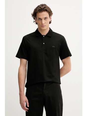 βαμβακερό μπλουζάκι πόλο lacoste ανδρικό, χρώμα μαύρο