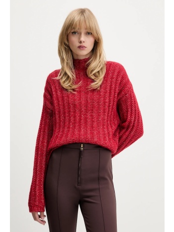 πουλόβερ με προσθήκη μαλλιού hugo χρώμα κόκκινο, 50550210