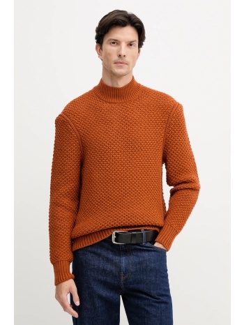 μάλλινο πουλόβερ boss ανδρικό, χρώμα πορτοκαλί, 50550008
