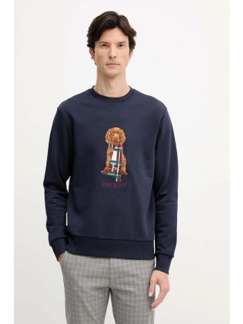 βαμβακερή μπλούζα hackett london χρώμα ναυτικό μπλε