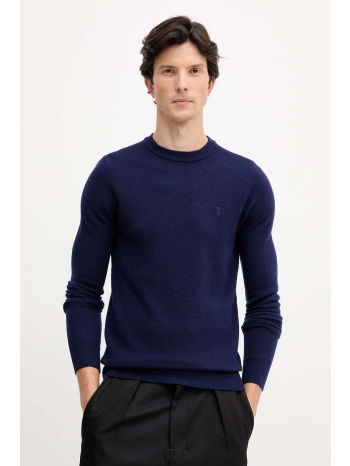 μάλλινο πουλόβερ trussardi ανδρικό, χρώμα ναυτικό μπλε