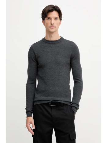 μάλλινο πουλόβερ trussardi ανδρικό, χρώμα γκρι