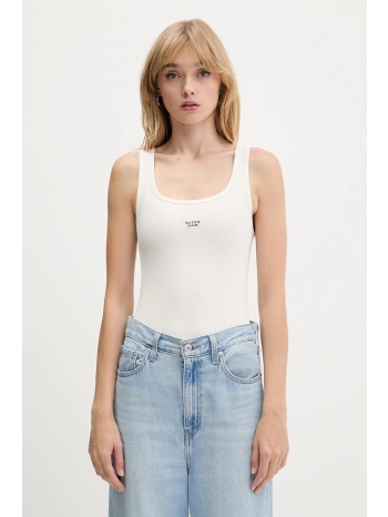 top guess jeans χρώμα μπεζ, w5bp04 ka0h1 98% βαμβάκι, 2%