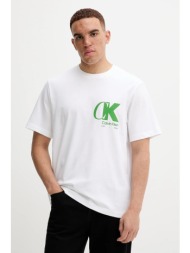 βαμβακερό μπλουζάκι calvin klein ανδρικό, χρώμα: άσπρο, lv04rd823g 100% βαμβάκι