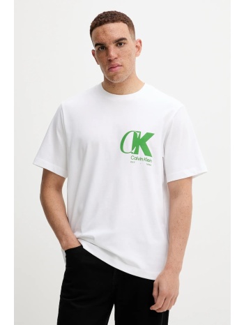 βαμβακερό μπλουζάκι calvin klein ανδρικό, χρώμα άσπρο