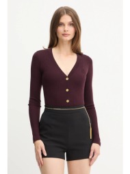 ζακέτα με προσθήκη μαλλιού elisabetta franchi χρώμα: μπορντό, mk33s57e2 70% παρθένο μαλλί, 20% μετάξ