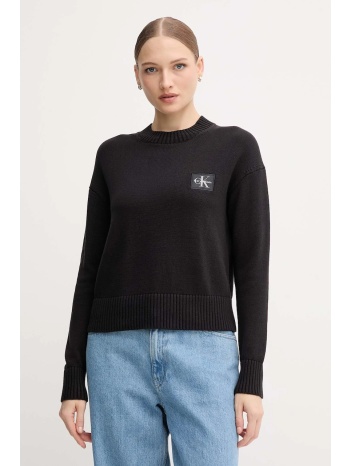 βαμβακερό πουλόβερ calvin klein jeans χρώμα μαύρο