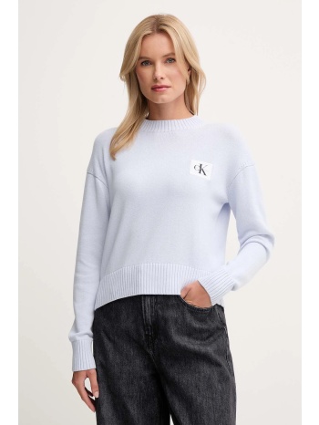 βαμβακερό πουλόβερ calvin klein jeans χρώμα μπλε