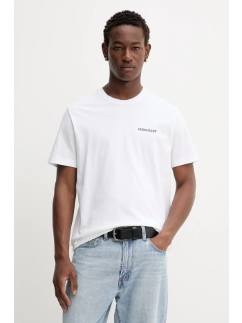 βαμβακερό μπλουζάκι guess jeans ανδρικό, χρώμα άσπρο