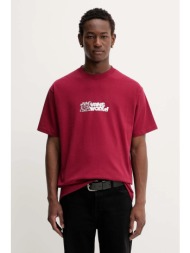 βαμβακερό μπλουζάκι vans ανδρικό, χρώμα: μπορντό, vn000pbsbrd1 100% βαμβάκι