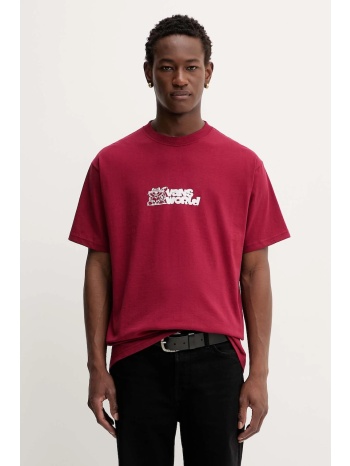βαμβακερό μπλουζάκι vans ανδρικό, χρώμα μπορντό