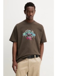 βαμβακερό μπλουζάκι vans ανδρικό, χρώμα: καφέ, vn000pdyemp1 100% βαμβάκι